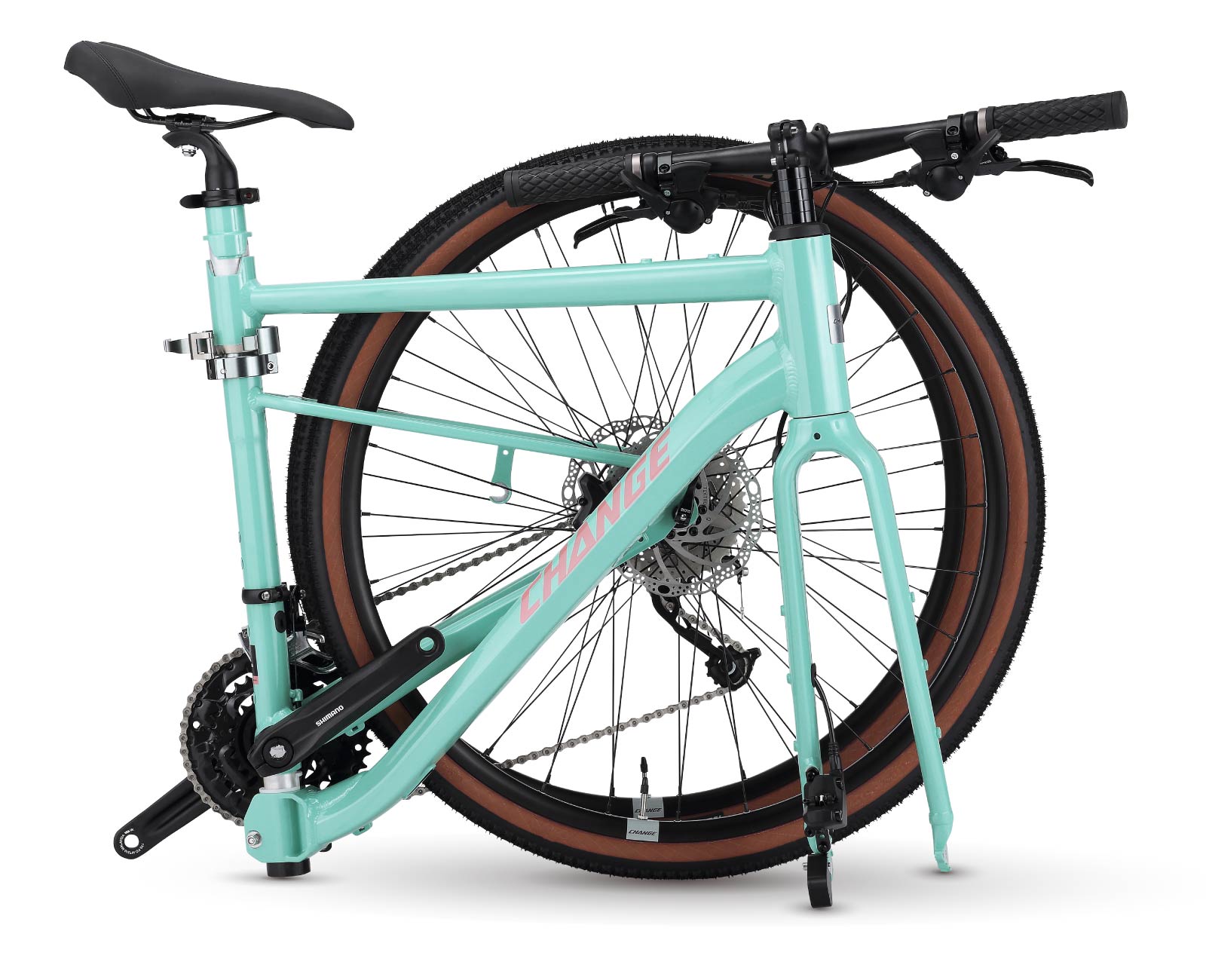 Le vélo gravel de route pliable CHANGE allie la commodité du pliage à la performance d’un vélo de route, adapté aussi bien à la ville qu’à l’extérieur.