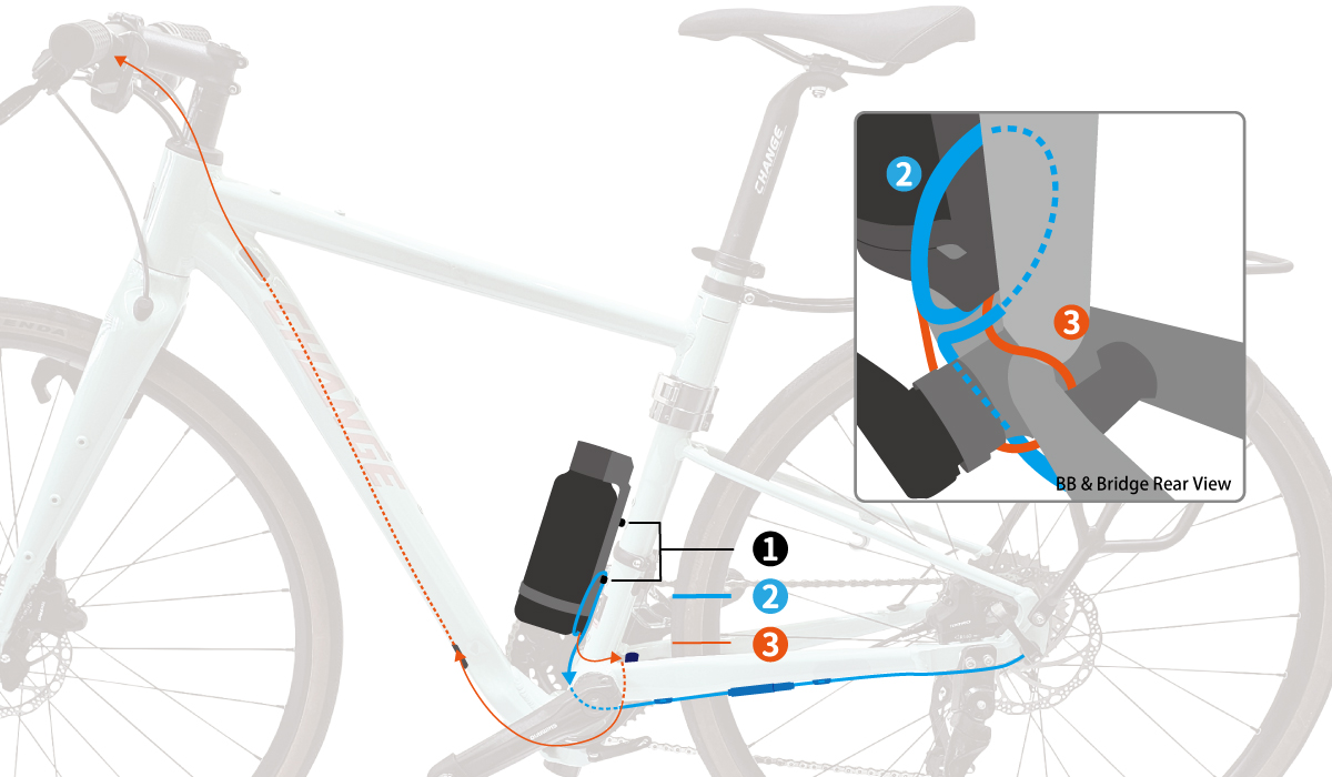 100G 折りたたみ自転車用 eBike コンバージョン配線設計
